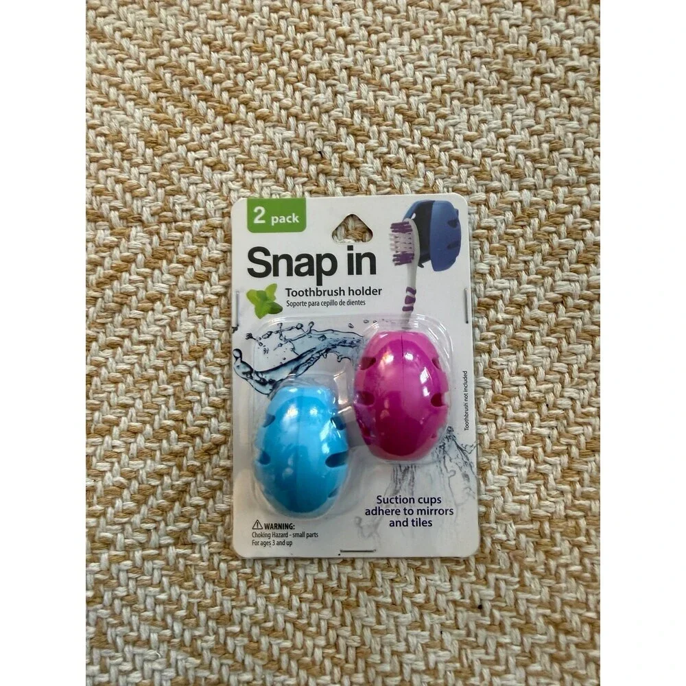 Snap In Toothbrush Holder 2 Pack with Suction Cups